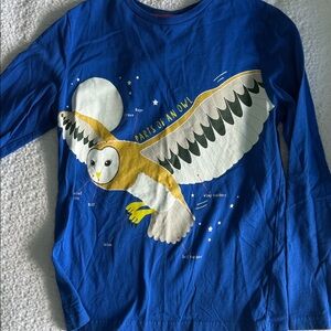 Mini Boden Royal Blue Owl Graphic Long Sleeve Tee